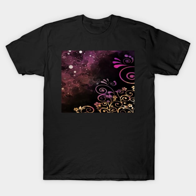 Abstract ink and gold flowers T-Shirt by CreaKat